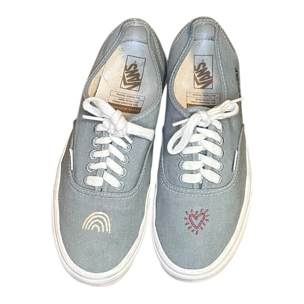 Vans Authentic Peace Leaf Slate Blue Hemp Embroidered Sneakers Mens 7.5 Wmns 9